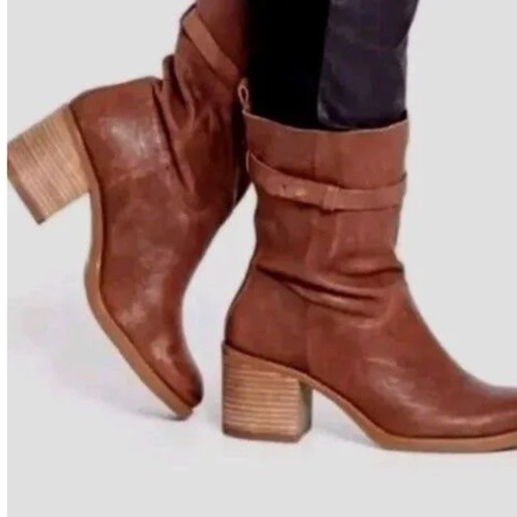 Lucky Brand Ramsey Leather Slouch Boots in Nutmeg Brown size 8 - Picture 1 of 12